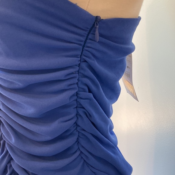 Zara Long Dress w/ Ruching and Slit in Skirt Royal Blue. Zip up Side NWT XL - Picture 3 of 8